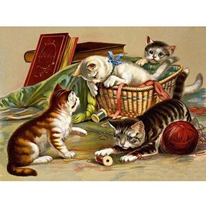 Wee Blue Coo Painting Lithograph Cat Kitten Full Basket Wool Animal Cute Art Print Poster Wall Decor 12X16 Inch Wee Blue Coo Painting Lithograph Cat Kitten Full Basket Wool Animal Cute Art Print Poster Wall Decor 12X16 Inch