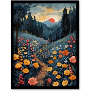Artery8 Wildflower Path at Sunset Floral Nature Landscape For Living Room Artwork Framed Wall Art Print 18X24 Inch Artery8 Wildflower Path at Sunset Floral Nature Landscape For Living Room Artwork Framed Wall Art Print 18X24 Inch