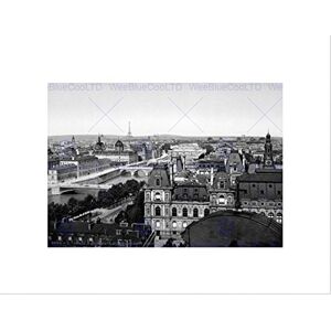 Wee Blue Coo PANORAMA SEVEN BRIDGES PARIS FRANCE 1890-1900 OLD BW FRAMED ART PRINT B12X524 Wee Blue Coo PANORAMA SEVEN BRIDGES PARIS FRANCE 1890-1900 OLD BW FRAMED ART PRINT B12X524