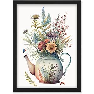 Artery8 - Wildflower Floral Bouquet China Teapot Artwork - Framed - A4 Artery8 - Wildflower Floral Bouquet China Teapot Artwork - Framed - A4