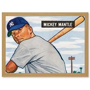 Artery8 Bowman Mickey Mantle Baseball Card NYC USA Portrait Artwork Framed Wall Art Print A4 Artery8 Bowman Mickey Mantle Baseball Card NYC USA Portrait Artwork Framed Wall Art Print A4