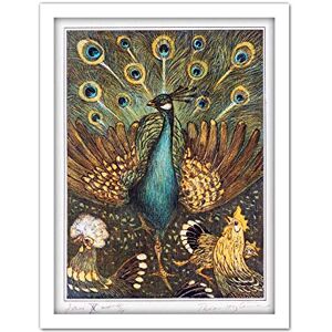 Artery8 Hoytema Peacock Chickens Birds Drawing Artwork Framed Wall Art Print 18X24 Inch Artery8 Hoytema Peacock Chickens Birds Drawing Artwork Framed Wall Art Print 18X24 Inch