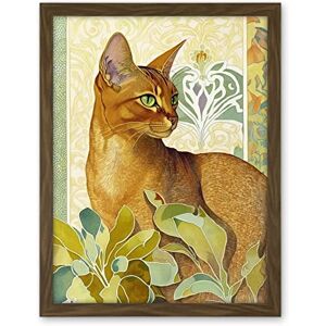 Artery8 Abyssinian Cat with Plants Art Nouveau Bright Modern Watercolour Illustration Artwork Framed Wall Art Print 18X24 Inch Artery8 Abyssinian Cat with Plants Art Nouveau Bright Modern Watercolour Illustration Artwork Framed Wall Art Print 18X24 Inch