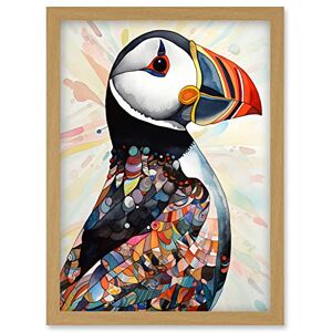 Artery8 Multicolour Pattern Feather Puffin Bird Folk Art Artwork Framed Wall Art Print A4 Artery8 Multicolour Pattern Feather Puffin Bird Folk Art Artwork Framed Wall Art Print A4