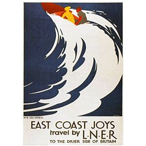 Wee Blue Coo Travel Lner Railway Train Surf Wave Beach Sea UK Advert Wall Art Print Wee Blue Coo Travel Lner Railway Train Surf Wave Beach Sea UK Advert Wall Art Print