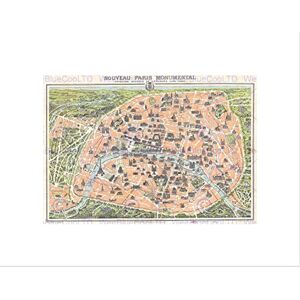 Wee Blue Coo MAP ILLUSTRATED ANTIQUE GARNIER PARIS FRAMED ART PRINT MOUNT B12X4930 Wee Blue Coo MAP ILLUSTRATED ANTIQUE GARNIER PARIS FRAMED ART PRINT MOUNT B12X4930