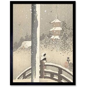 Artery8 Ohara Koson Torii Gate In The Snow Bird Japanese Art Print Framed Poster Wall Decor 12x16 inch Artery8 Ohara Koson Torii Gate In The Snow Bird Japanese Art Print Framed Poster Wall Decor 12x16 inch