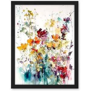 Artery8 Wild Flowers Abstract Watercolour Orange Red Purple Bright Floral Spring Field Artwork Framed Wall Art Print 18X24 Inch Artery8 Wild Flowers Abstract Watercolour Orange Red Purple Bright Floral Spring Field Artwork Framed Wall Art Print 18X24 Inch