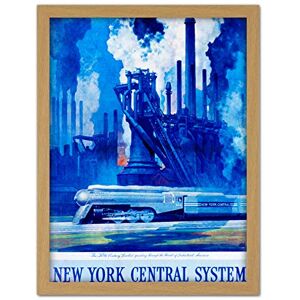 Wee Blue Coo New York Central System Train Industrial Artwork Framed Wall Art Print 18X24 Inch Wee Blue Coo New York Central System Train Industrial Artwork Framed Wall Art Print 18X24 Inch