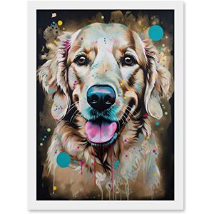 Artery8 Happy Smiling Golden Retriever Dog Portrait Artwork Framed A3 Wall Art Print Artery8 Happy Smiling Golden Retriever Dog Portrait Artwork Framed A3 Wall Art Print