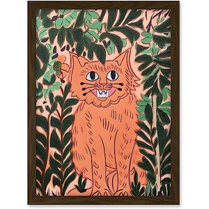 Artery8 Ginger Orange Tabby Cat in Plants Modern Folk Art Artwork Framed A3 Wall Art Print Artery8 Ginger Orange Tabby Cat in Plants Modern Folk Art Artwork Framed A3 Wall Art Print
