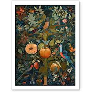 Artery8 Birds on Blooming Peach Tree in Modern Folk Art Artwork Framed Wall Art Print 18X24 Inch Artery8 Birds on Blooming Peach Tree in Modern Folk Art Artwork Framed Wall Art Print 18X24 Inch