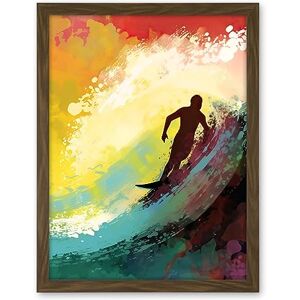Artery8 The Silhouette of a Surfer Surfing on a Big Wave Artwork Framed Wall Art Print 18X24 Inch Artery8 The Silhouette of a Surfer Surfing on a Big Wave Artwork Framed Wall Art Print 18X24 Inch