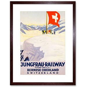 Wee Blue Coo TRAVEL ALPINE RAILWAY JUNGFRAU MOUNTAIN SWISS FLAG SNOW FRAMED PRINT F97X7244 Wee Blue Coo TRAVEL ALPINE RAILWAY JUNGFRAU MOUNTAIN SWISS FLAG SNOW FRAMED PRINT F97X7244