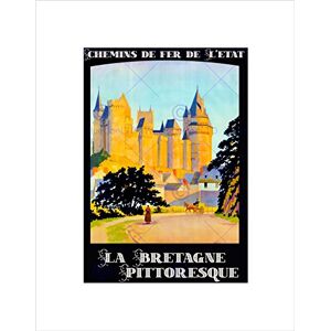 Wee Blue Coo VINTAGE TRAVEL BRITTANY PICTURESQUE CASTLE NEW BLACK FRAMED ART PRINT PICTURE B12X11897 Wee Blue Coo VINTAGE TRAVEL BRITTANY PICTURESQUE CASTLE NEW BLACK FRAMED ART PRINT PICTURE B12X11897