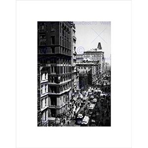 Wee Blue Coo Looking Up Broadway From Dey Street New York City 1900 BW Wall Art Print Wee Blue Coo Looking Up Broadway From Dey Street New York City 1900 BW Wall Art Print