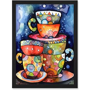 Artery8 - Kitchen Folk Art Mugs - Framed - Wall Art Artery8 - Kitchen Folk Art Mugs - Framed - Wall Art