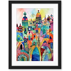 Artery8 Cityscape Abstract Folk Art Vibrant Multicoloured Watercolour Painting Artwork Framed Wall Art Print 18X24 Inch Artery8 Cityscape Abstract Folk Art Vibrant Multicoloured Watercolour Painting Artwork Framed Wall Art Print 18X24 Inch