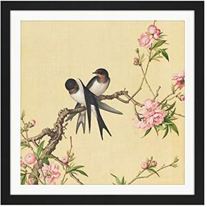 Fine Art Prints Castiglione Peach Blossom Birds Painting Square Wooden Framed Wall Art Print Picture 16X16 Inch Fine Art Prints Castiglione Peach Blossom Birds Painting Square Wooden Framed Wall Art Print Picture 16X16 Inch