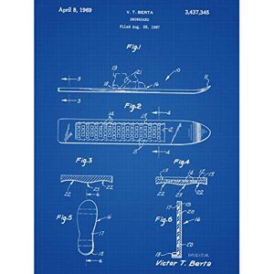 Artery8 Berta Snowboard Classic Sports Games Winter 1969 Patent Plan Premium Wall Art Canvas Print 18X24 Inch Artery8 Berta Snowboard Classic Sports Games Winter 1969 Patent Plan Premium Wall Art Canvas Print 18X24 Inch