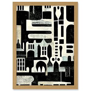 Wee Blue Coo Bold Monochrome Modern Vintage Abstract Geometric Black White Cream Grey Artwork Framed A3 Wall Art Print Wee Blue Coo Bold Monochrome Modern Vintage Abstract Geometric Black White Cream Grey Artwork Framed A3 Wall Art Print