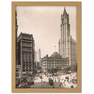 Artery8 New York Woolworth Building Street Scene Vintage Photo Artwork Framed Wall Art Print 18X24 Inch Artery8 New York Woolworth Building Street Scene Vintage Photo Artwork Framed Wall Art Print 18X24 Inch