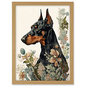 Artery8 Doberman Dog with Wild Flowers Boho Watercolour Illustration Artwork Framed A3 Wall Art Print Artery8 Doberman Dog with Wild Flowers Boho Watercolour Illustration Artwork Framed A3 Wall Art Print