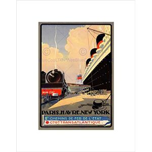 Wee Blue Coo TRAVEL ATLANTIC SHIP LINER OCEAN BOAT DOCK TRAIN FRANCE FRAMED PRINT B12X10265 Wee Blue Coo TRAVEL ATLANTIC SHIP LINER OCEAN BOAT DOCK TRAIN FRANCE FRAMED PRINT B12X10265