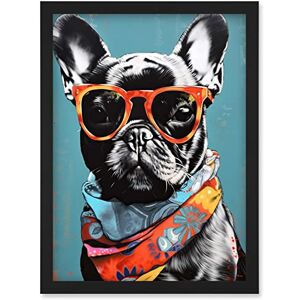 Artery8 - BulldogBandana - A4 - Black - Framed Wall Art Artery8 - BulldogBandana - A4 - Black - Framed Wall Art