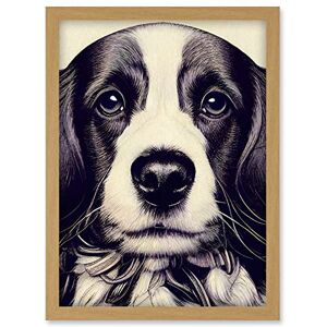 Doppelganger33 LTD Springer Spaniel Puppy Dog Portrait Drawing Artwork Framed Wall Art Print A4 Doppelganger33 LTD Springer Spaniel Puppy Dog Portrait Drawing Artwork Framed Wall Art Print A4