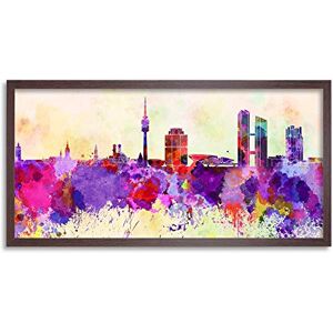 Wee Blue Coo Munich Skyline Paint Splash Cityscape Long Panel Framed Wall Art Print Wee Blue Coo Munich Skyline Paint Splash Cityscape Long Panel Framed Wall Art Print