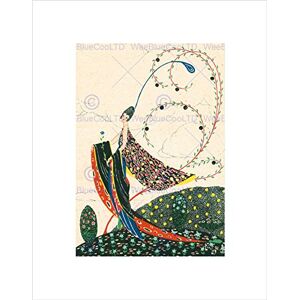 Wee Blue Coo PAINTING WOMAN PEACOCK PATTERN DECO POSTCARD LONGLEY FRAMED ART PRINT B12X7527 Wee Blue Coo PAINTING WOMAN PEACOCK PATTERN DECO POSTCARD LONGLEY FRAMED ART PRINT B12X7527