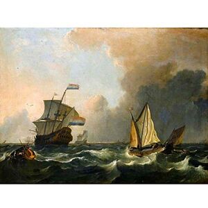 Wee Blue Coo Painting Seascape Maritime Bakhuizen Shipping Rough Waters Art Print Poster Wall Decor 12X16 Inch Wee Blue Coo Painting Seascape Maritime Bakhuizen Shipping Rough Waters Art Print Poster Wall Decor 12X16 Inch