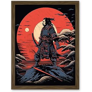 Artery8 Samurai Master on Forest Hill Sunrise Landscape Rockabilly Americana 50s Artwork Framed Wall Art Print 18X24 Inch Artery8 Samurai Master on Forest Hill Sunrise Landscape Rockabilly Americana 50s Artwork Framed Wall Art Print 18X24 Inch