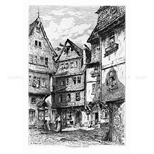 Wee Blue Coo Painting City Frankfurt Bagge Tanner Lane Lohergasse Wall Art Print Wee Blue Coo Painting City Frankfurt Bagge Tanner Lane Lohergasse Wall Art Print