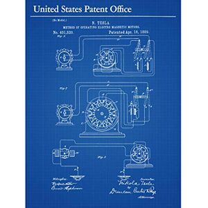 Artery8 Tesla Electro Magnetic Motor 1889 Vintage Patent Extra Large XL Wall Art Poster Print Artery8 Tesla Electro Magnetic Motor 1889 Vintage Patent Extra Large XL Wall Art Poster Print