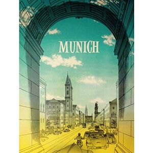 Wee Blue Coo Travel Munich Germany Street Busy Architecture Art Print Poster Wall Decor 12X16 Inch Wee Blue Coo Travel Munich Germany Street Busy Architecture Art Print Poster Wall Decor 12X16 Inch