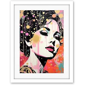 Artery8 Don't Burst My Bubble Female Glam Aesthetic Portrait Pink Blue Gold Linocut Teen Room Artwork Framed Wall Art Print 18X24 Inch Artery8 Don't Burst My Bubble Female Glam Aesthetic Portrait Pink Blue Gold Linocut Teen Room Artwork Framed Wall Art Print 18X24 Inch