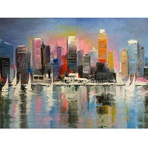 Wee Blue Coo City Harbour Urban Painting Large Wall Art Print Canvas Premium Poster Wee Blue Coo City Harbour Urban Painting Large Wall Art Print Canvas Premium Poster