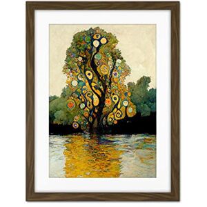 Doppelganger33 LTD Klimt Style Tree River Bank Scene Artwork Framed Wall Art Print 18X24 Inch Doppelganger33 LTD Klimt Style Tree River Bank Scene Artwork Framed Wall Art Print 18X24 Inch