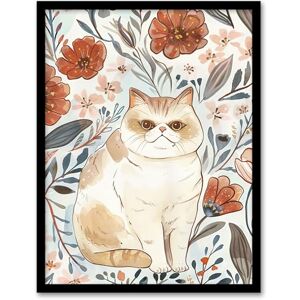 Artery8 Smiling Exotic Shorthair Cat Floral Watercolour Living Room Artwork Framed Wall Art Print 18X24 Inch Artery8 Smiling Exotic Shorthair Cat Floral Watercolour Living Room Artwork Framed Wall Art Print 18X24 Inch