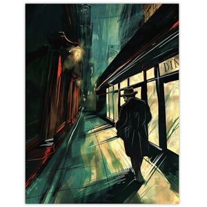 Artery8 Moody Stroll in Alleyway Painting Dark Film Noir Living Room Extra Large XL Wall Art Poster Print Artery8 Moody Stroll in Alleyway Painting Dark Film Noir Living Room Extra Large XL Wall Art Poster Print