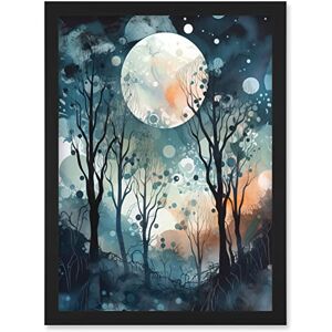 Artery8 Full Moon Winter Forest Landscape Snowfall over Trees at Night Artwork Framed Wall Art Print A4 Artery8 Full Moon Winter Forest Landscape Snowfall over Trees at Night Artwork Framed Wall Art Print A4