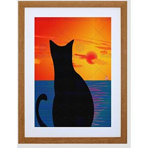 Wee Blue Coo Cat Landscape Abstract Silhouette Sunset Sea Boat Framed Wall Art Print Wee Blue Coo Cat Landscape Abstract Silhouette Sunset Sea Boat Framed Wall Art Print