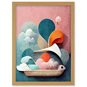 Doppelganger33 LTD Modern Boho Abstract Ship In Sky Clouds In Pastel Colours Toilet Artwork Framed A3 Wall Art Print Doppelganger33 LTD Modern Boho Abstract Ship In Sky Clouds In Pastel Colours Toilet Artwork Framed A3 Wall Art Print