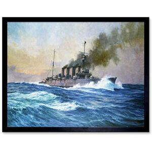Fine Art Prints Parkes HMS Southampton Battle Jutland War Ship Painting Art Print Framed Poster Wall Decor 12x16 inch Fine Art Prints Parkes HMS Southampton Battle Jutland War Ship Painting Art Print Framed Poster Wall Decor 12x16 inch
