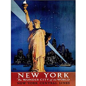 Wee Blue Coo Travel New York Statue Liberty Manhattan Railway USA Vintage Art Print Poster Wall Decor 12X16 Inch Wee Blue Coo Travel New York Statue Liberty Manhattan Railway USA Vintage Art Print Poster Wall Decor 12X16 Inch