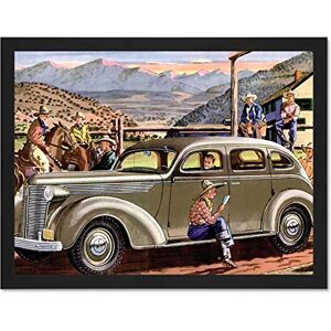 Wee Blue Coo Painting Wild West Cowboy Girl Car Vintage 1937 Art Large Framed Art Print Poster Wall Decor 18x24 inch Wee Blue Coo Painting Wild West Cowboy Girl Car Vintage 1937 Art Large Framed Art Print Poster Wall Decor 18x24 inch