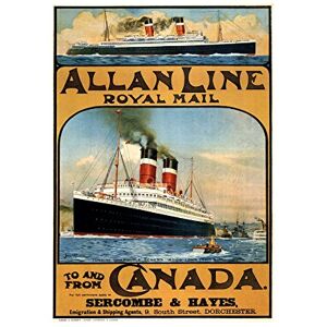Wee Blue Coo Travel Allan Line Royal Mail Canada Ship Liner UK Advert Wall Art Print Wee Blue Coo Travel Allan Line Royal Mail Canada Ship Liner UK Advert Wall Art Print
