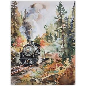Artery8 Locomotive Train on Autumn Forest Railway Track Living Room Large Wall Art Poster Print Thick Paper 18X24 Inch Artery8 Locomotive Train on Autumn Forest Railway Track Living Room Large Wall Art Poster Print Thick Paper 18X24 Inch